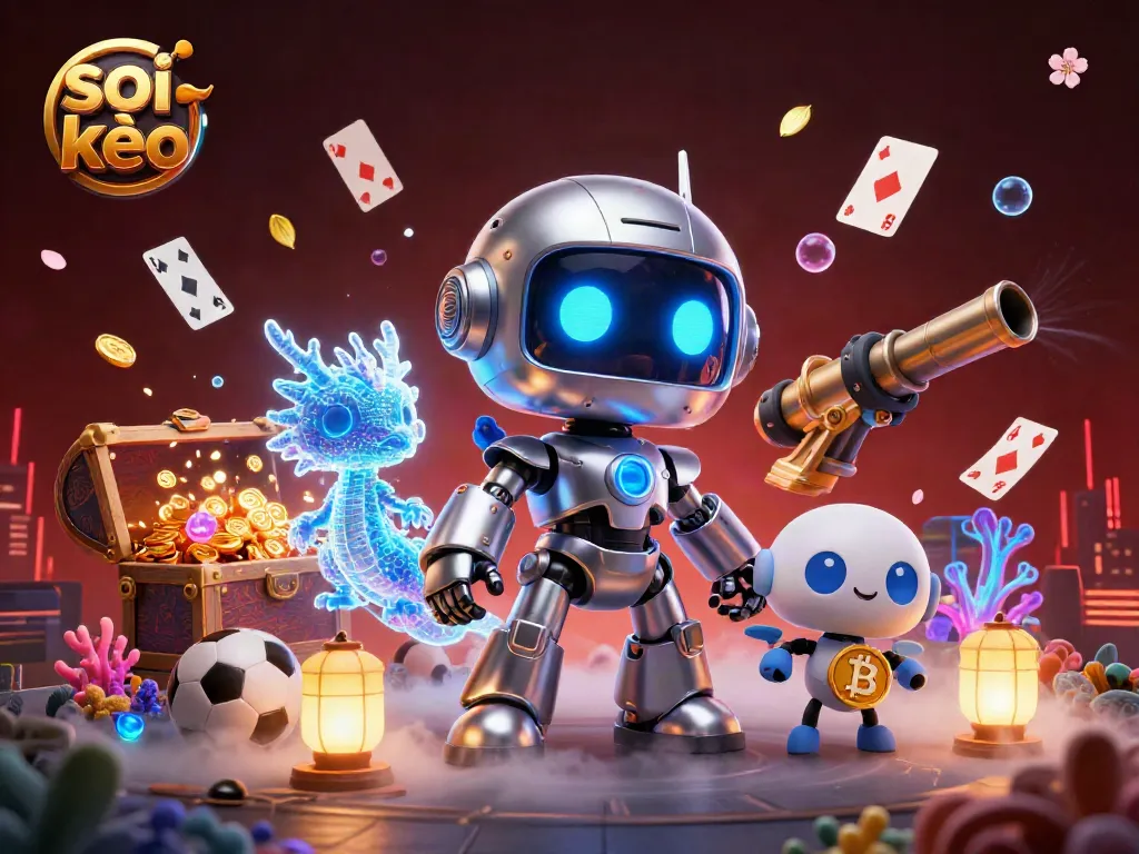 Soi kèo sports betting scene with neon-lit characters and dynamic gaming elements.
