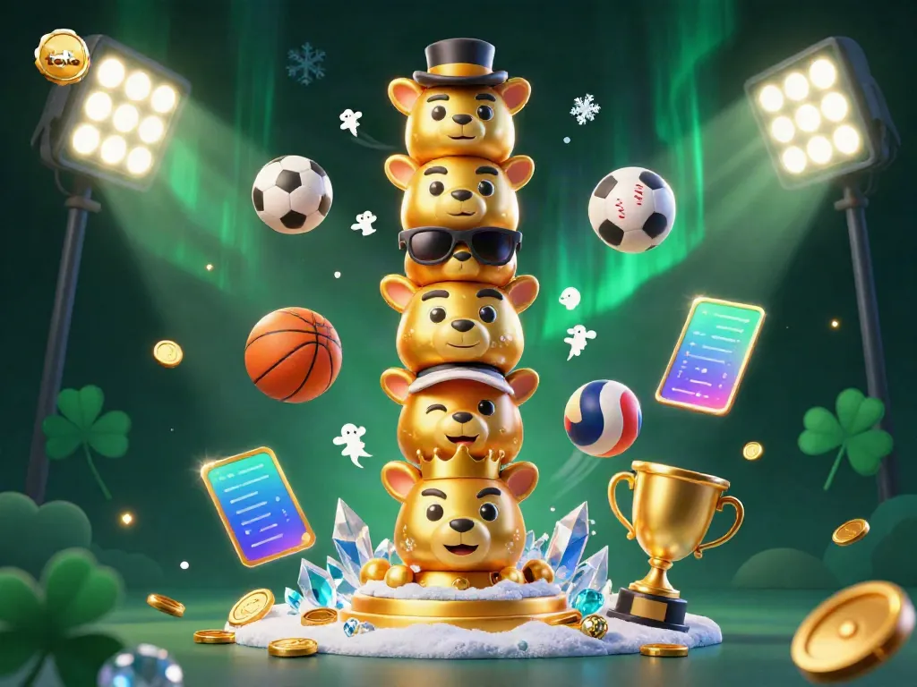 Engage in thrilling toto betting with a dynamic 3D casino scene filled with sports elements.