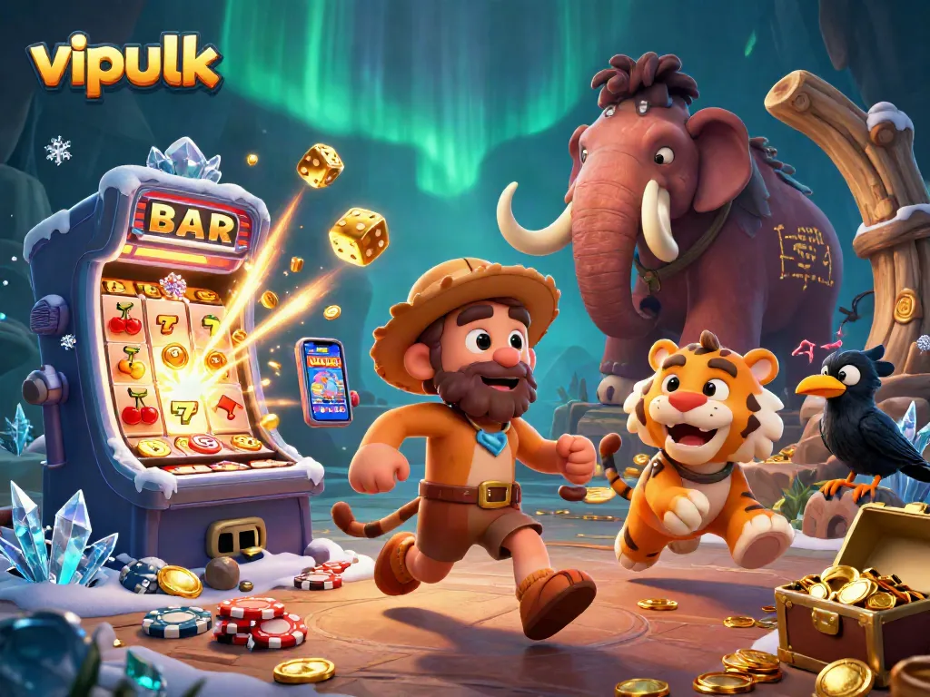 Experience the excitement of vipluck with cartoon characters in a colorful casino scene.