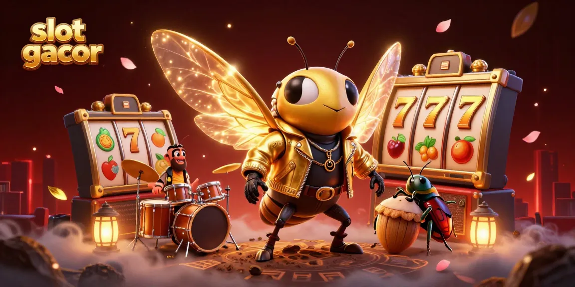 Experience slot gacor thrills as a cartoon rock star shines amidst dynamic gaming elements.