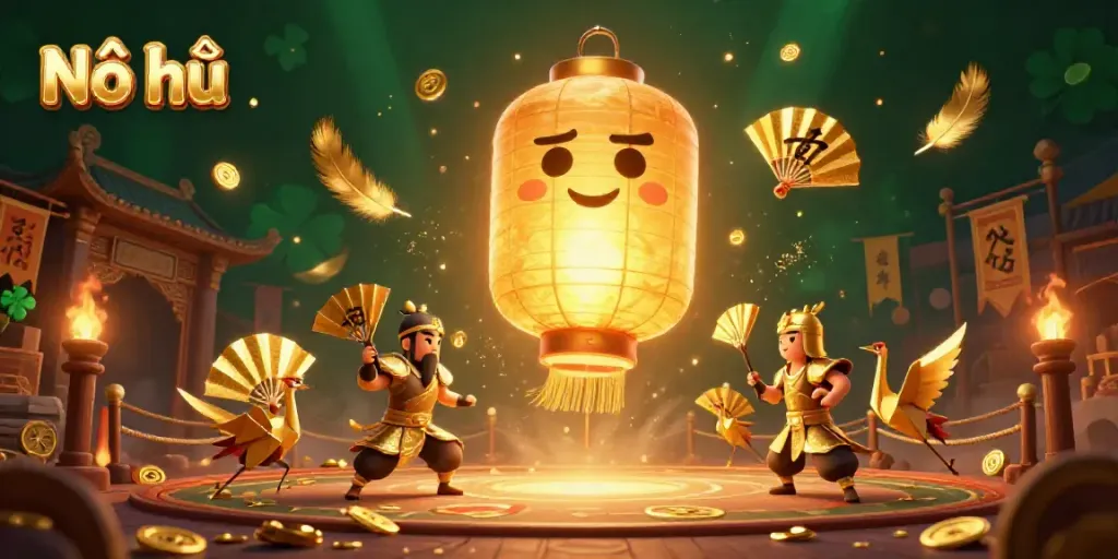 Experience the thrilling action of Nổ hũ with glowing spirits and energetic game symbols.