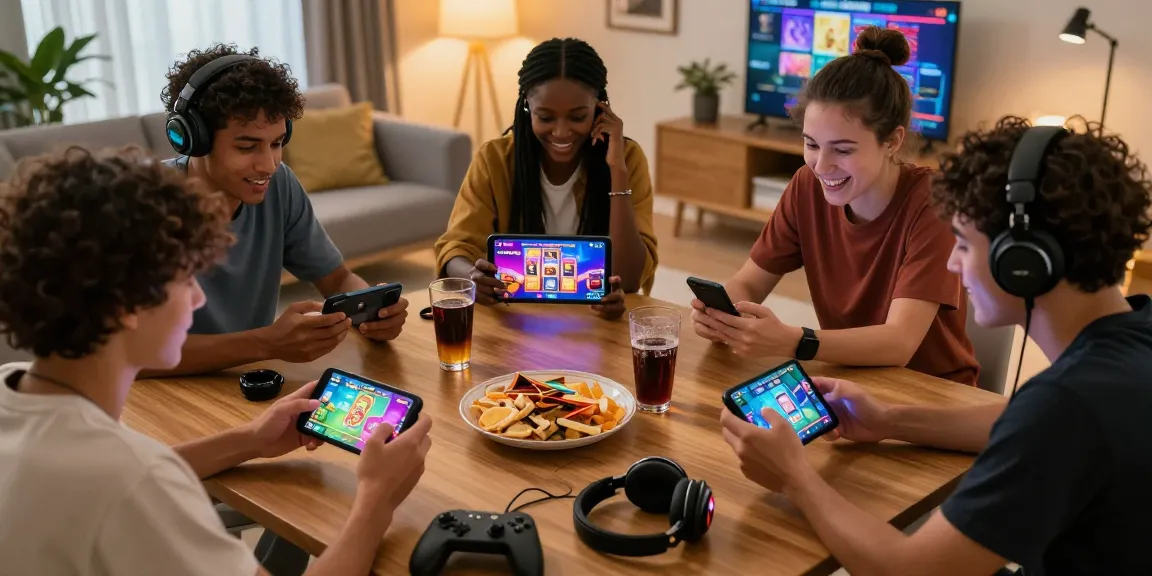 Sunwin gaming excitement with friends enjoying various card games in a cozy atmosphere.