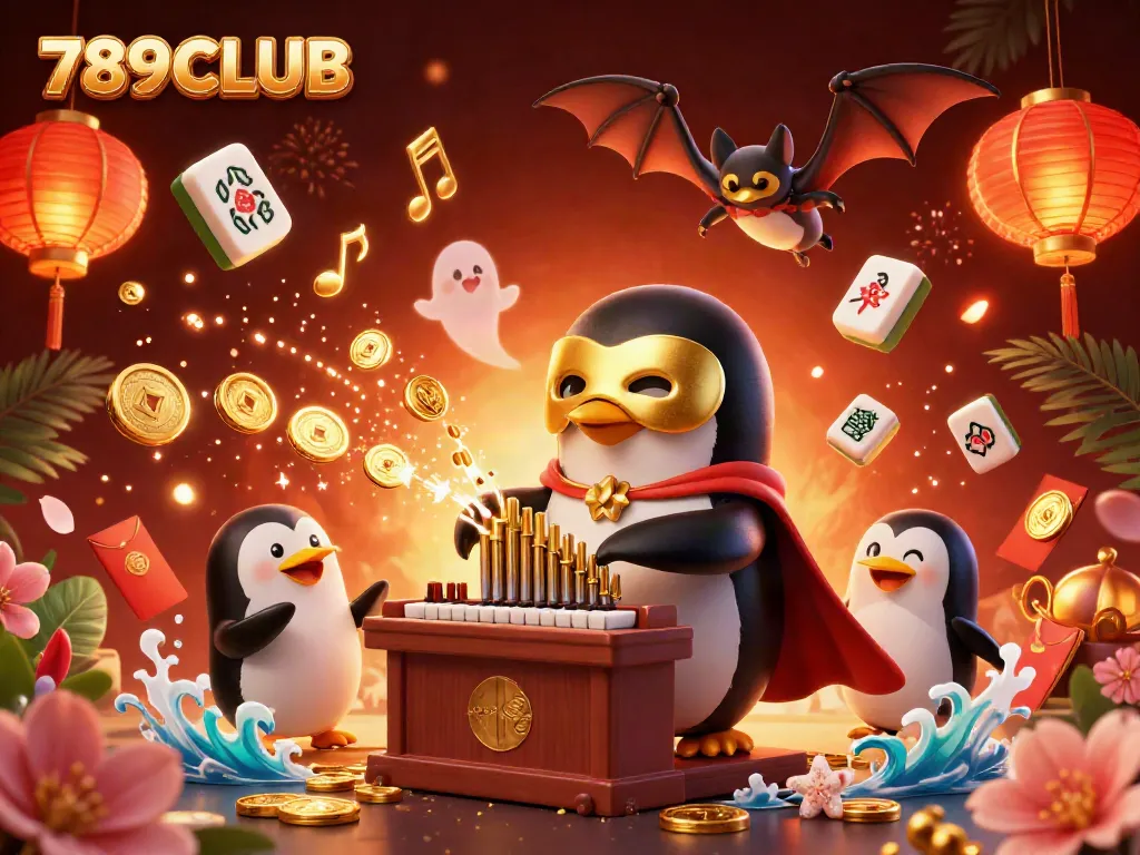 Experience thrilling play at 789CLUB with a dynamic scene of a penguin casino maestro.