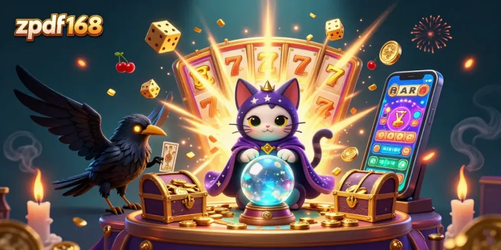 Engage in thrilling gameplay with zpdf168's mystical cat fortune teller and dynamic slot action.
