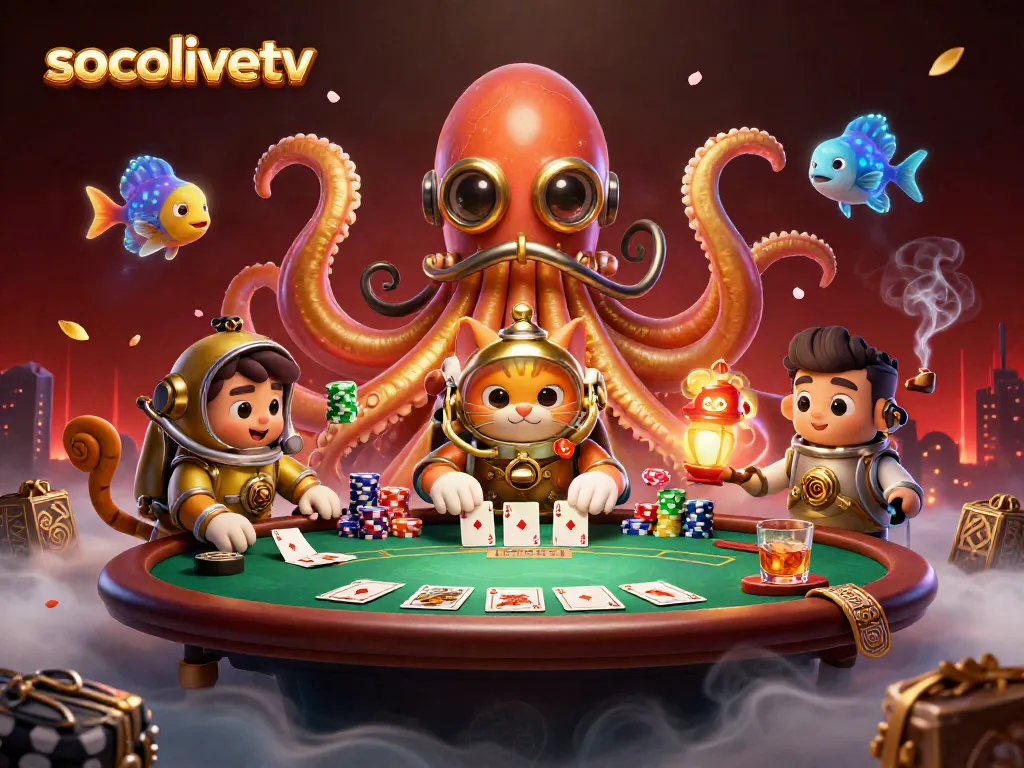 Engage in exhilarating bets with SocoliveTV featuring a vibrant 3D-themed kraken scene.