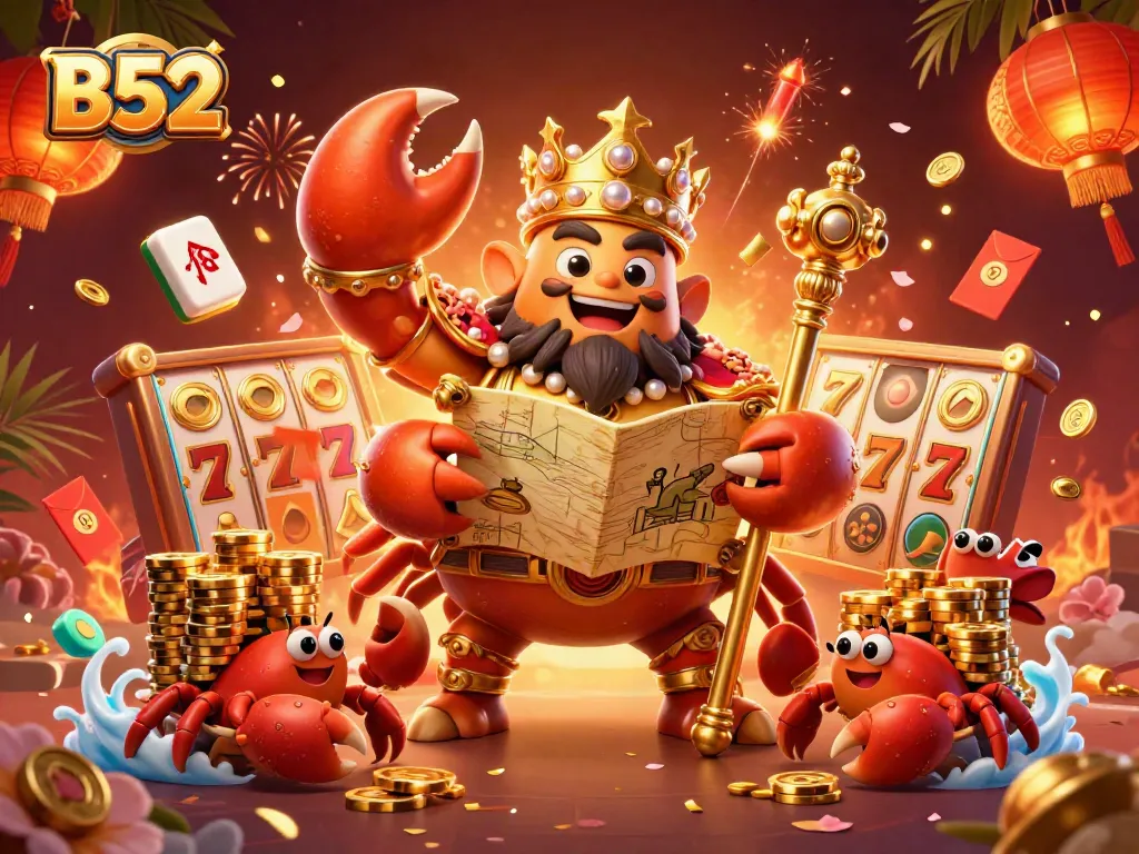 Experience the thrill of B52 slots with golden chips and vibrant casino elements.