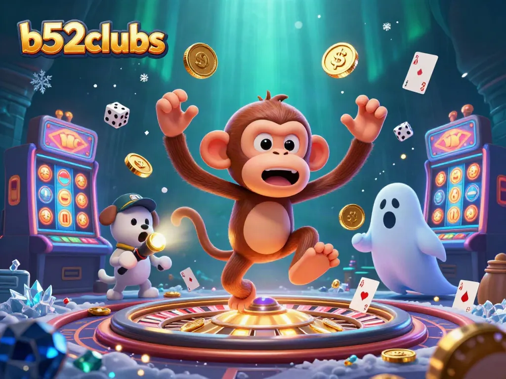 Experience live casino action with games and excitement at b52clubs in a dynamic 3D illustration.