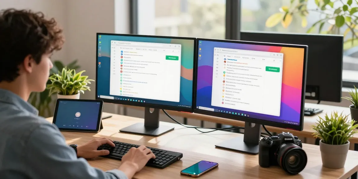 Using WhatsApp電腦版 on a desktop in a bright, organized office workspace.