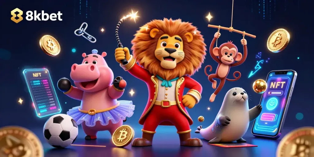 Experience thrilling gameplay and winning bets at 8xbet with vibrant 3D characters and casino elements.