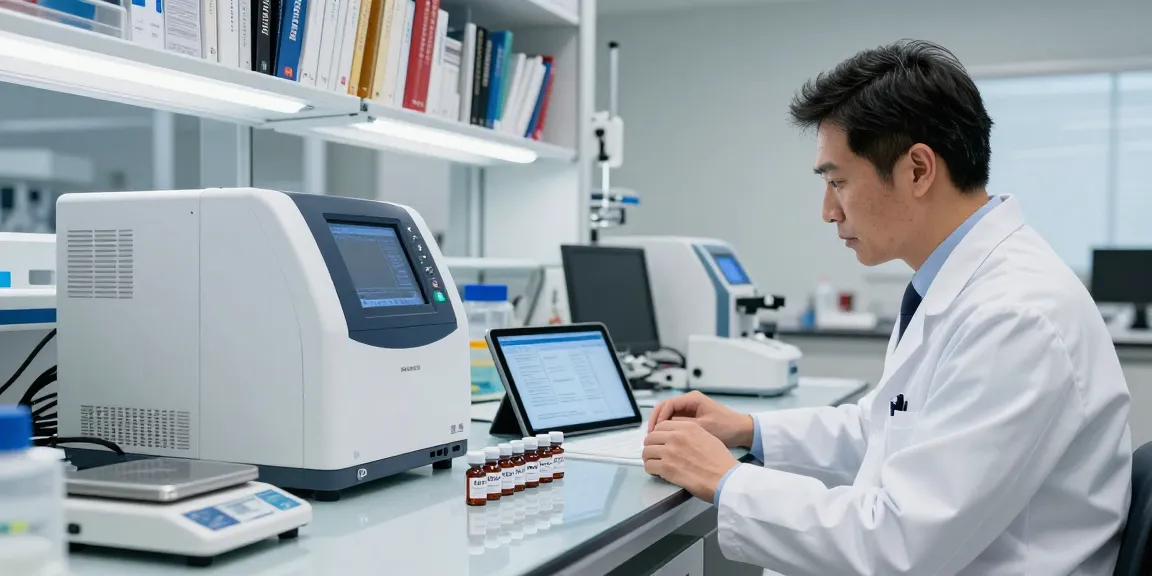 View the product in a modern Canadian research lab analyzing BPC-157 vials and scientific data.