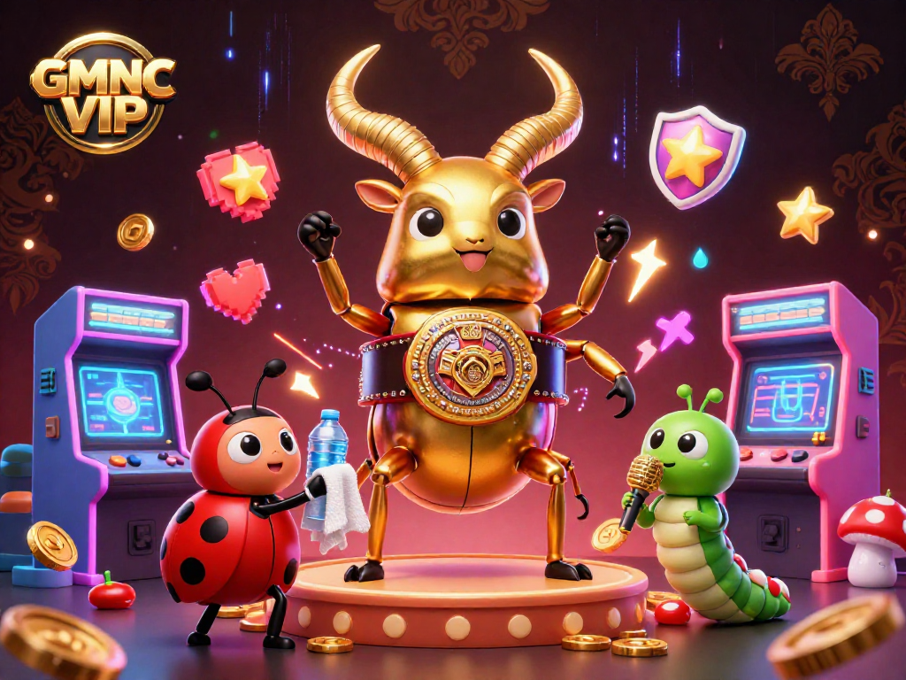 Engage with GMNC VIP's captivating casino-themed illustration featuring dynamic characters and vibrant gaming elements.