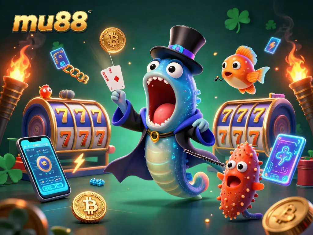 mu88 shines in this lively casino scene featuring whimsical ocean characters and vibrant slots