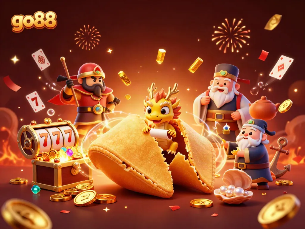 Experience winning excitement with go88's vibrant 3D casino scene, showcasing unique characters and games.