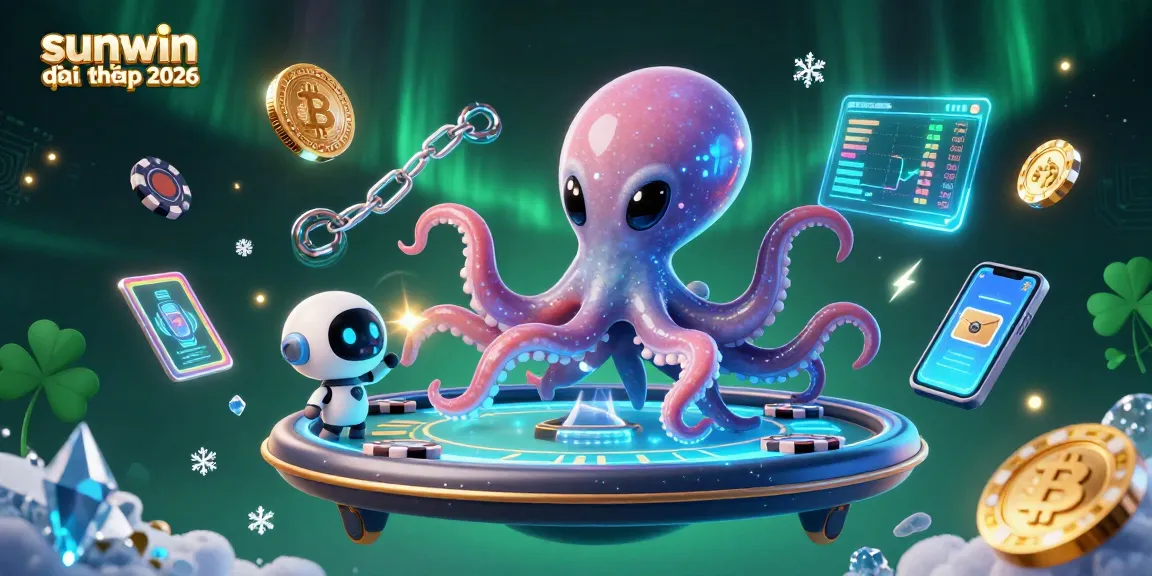 Engage in thrilling gameplay with the sunwin đổi thưởng 2026 casino scene featuring an alien octopus and crypto elements.