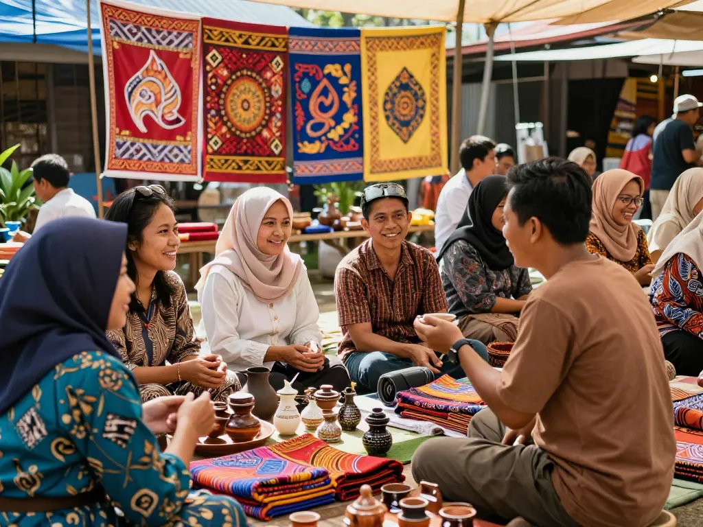 Celebrating local craftsmanship with rokok88 at vibrant Indonesian market.