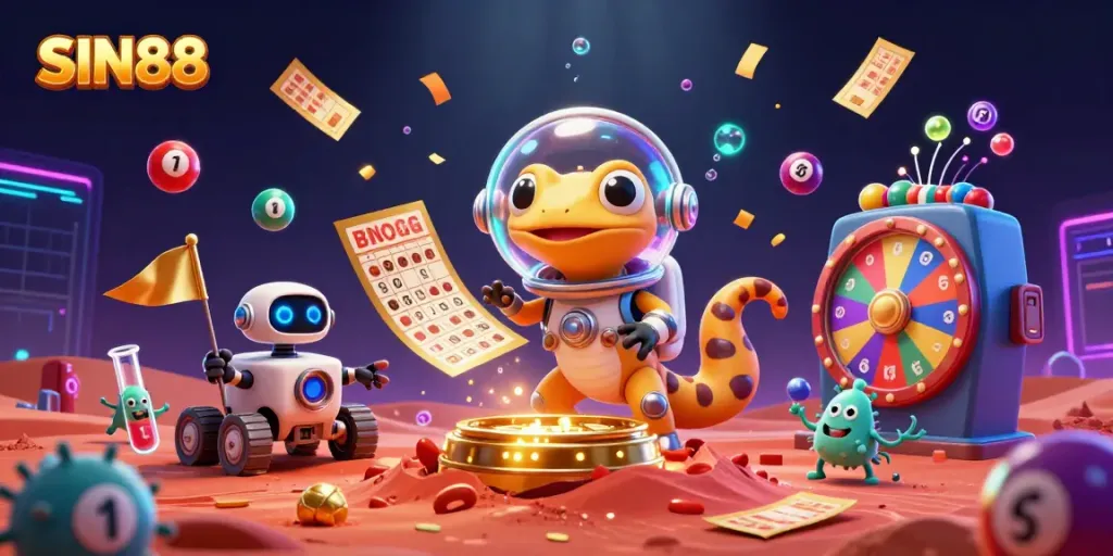 SIN88 unleashes thrilling gameplay as a Martian gecko discovers a golden casino.