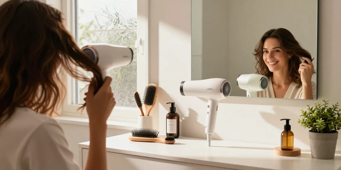 Die Nutzung des Laifen föhn für perfekte Frisuren in einem stilvollen Badezimmer mit modernen Accessoires.