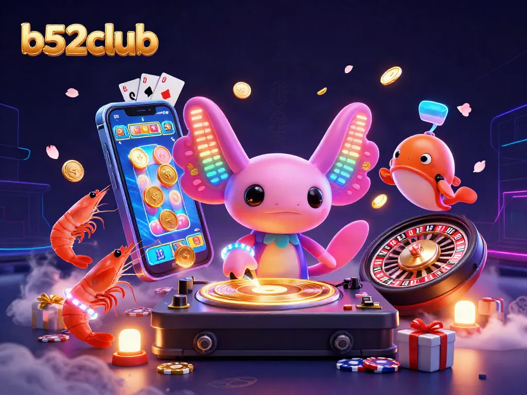 Spin winning reels at b52club with vibrant casino characters and dynamic game elements.