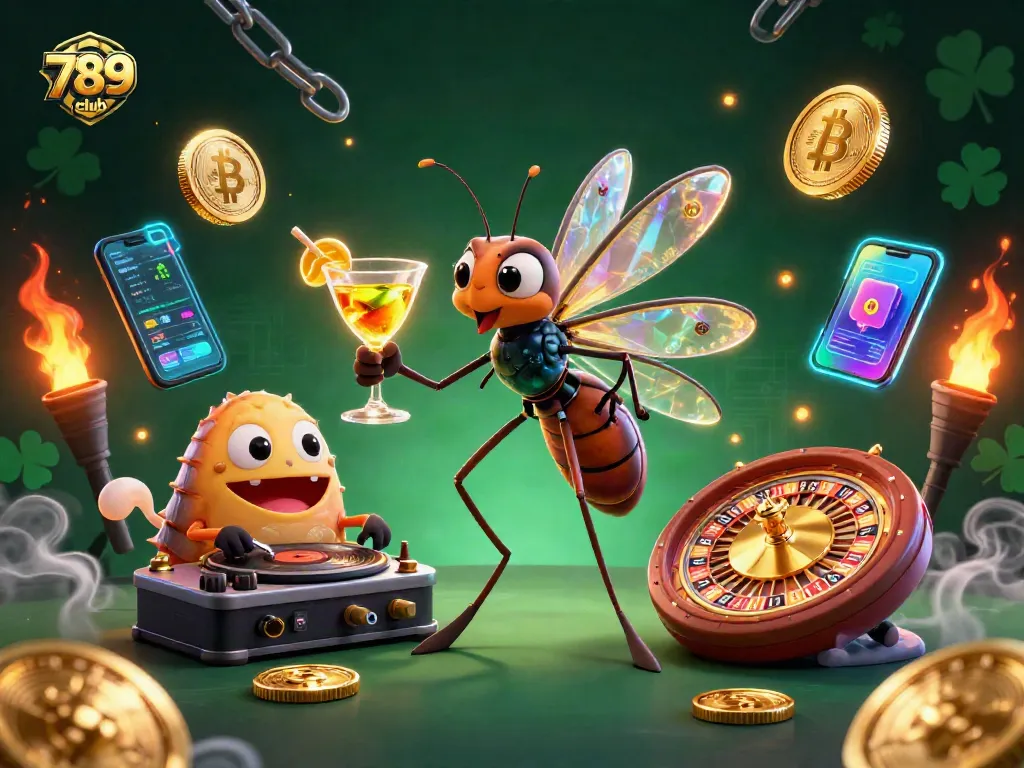 Engage with thrilling 789club gameplay featuring a lively 3D scene of unique casino characters.