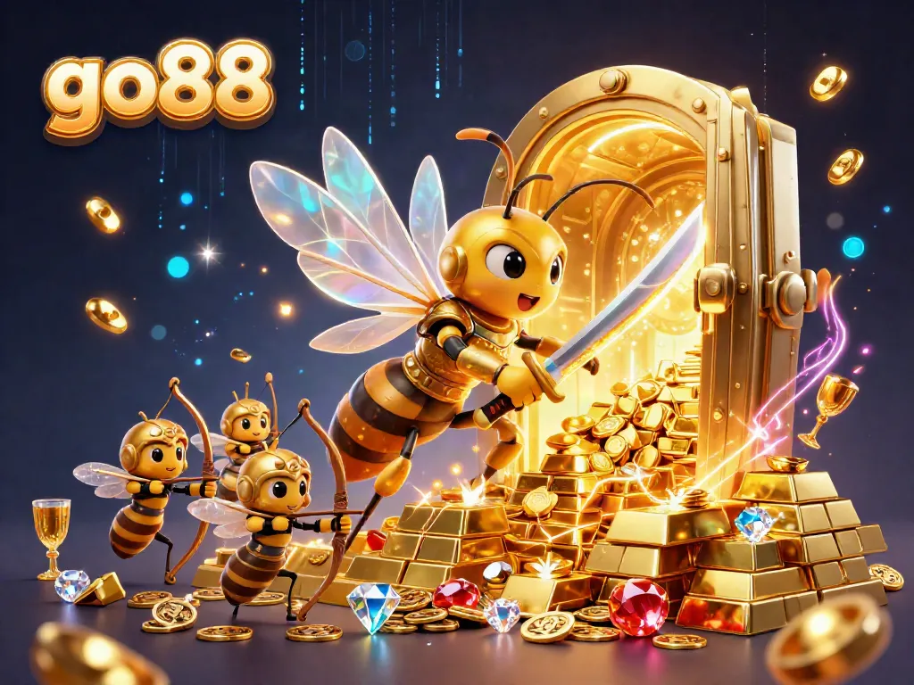 Engage in thrilling play at go88 with colorful, dynamic casino scenes featuring golden treasures and unique characters.