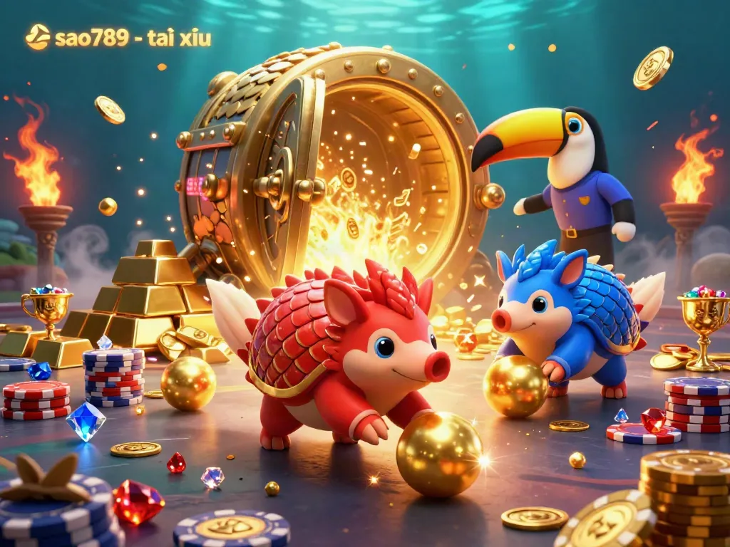 Bowl through poker chips with the rival pangolins in dynamic play at sao789 - tài xỉu, featuring gold treasures.