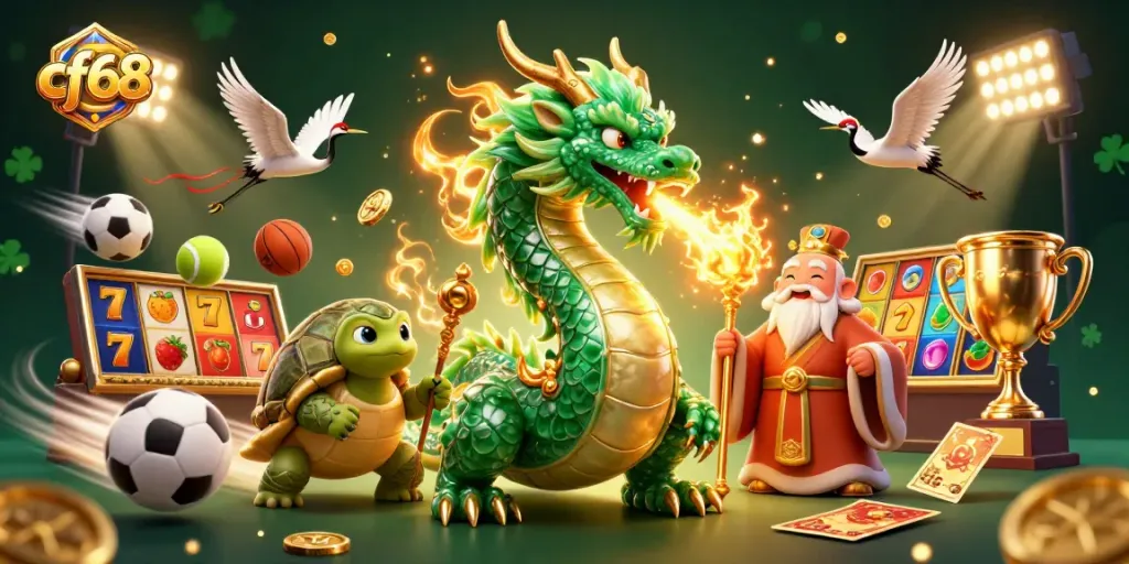 Engage in thrilling gameplay with the cf68 dragon and lucky cranes amidst vibrant casino elements.