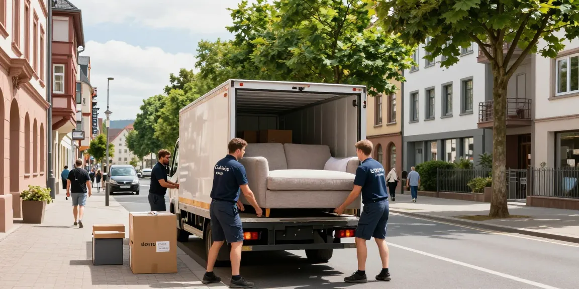 Umzugsunternehmen Speyer mit professionellen Umzugshelfern, die Möbel sorgfältig in einem Umzugswagen laden.