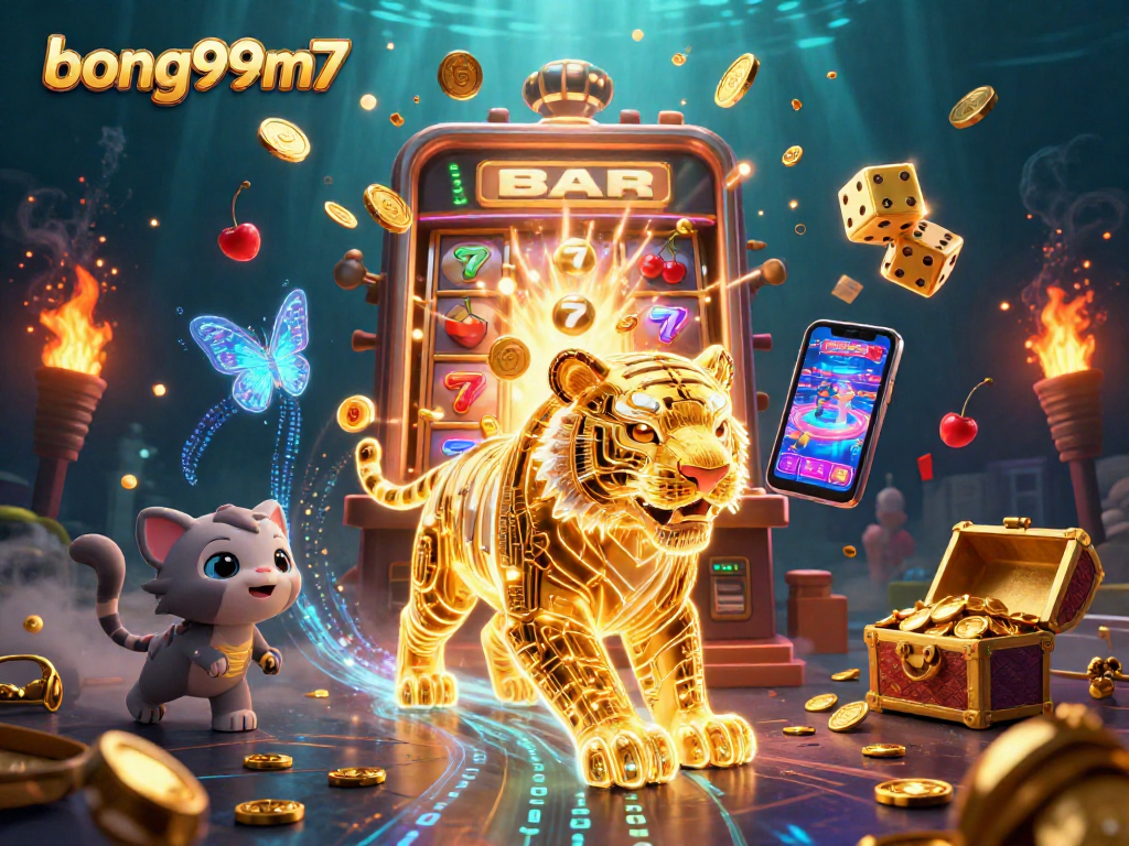 Spin the reels with bong99m7 in a neon-lit casino scene filled with golden opportunities.