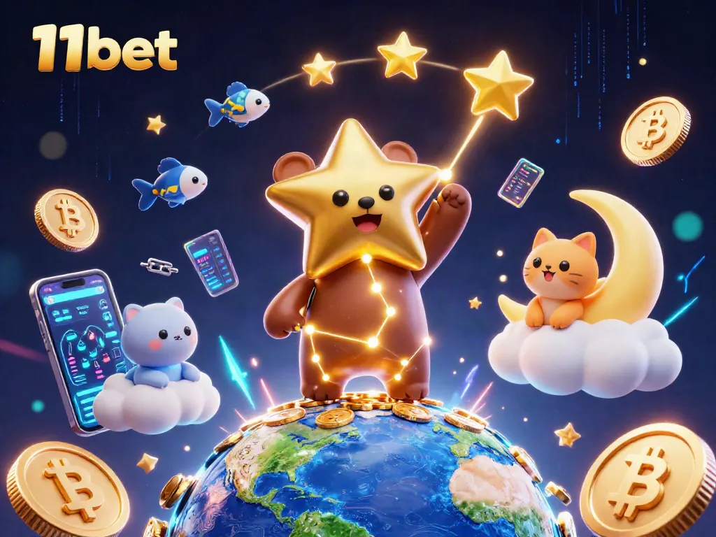 Experience the excitement of 11bet with vibrant characters and glowing elements in a dazzling casino scene.