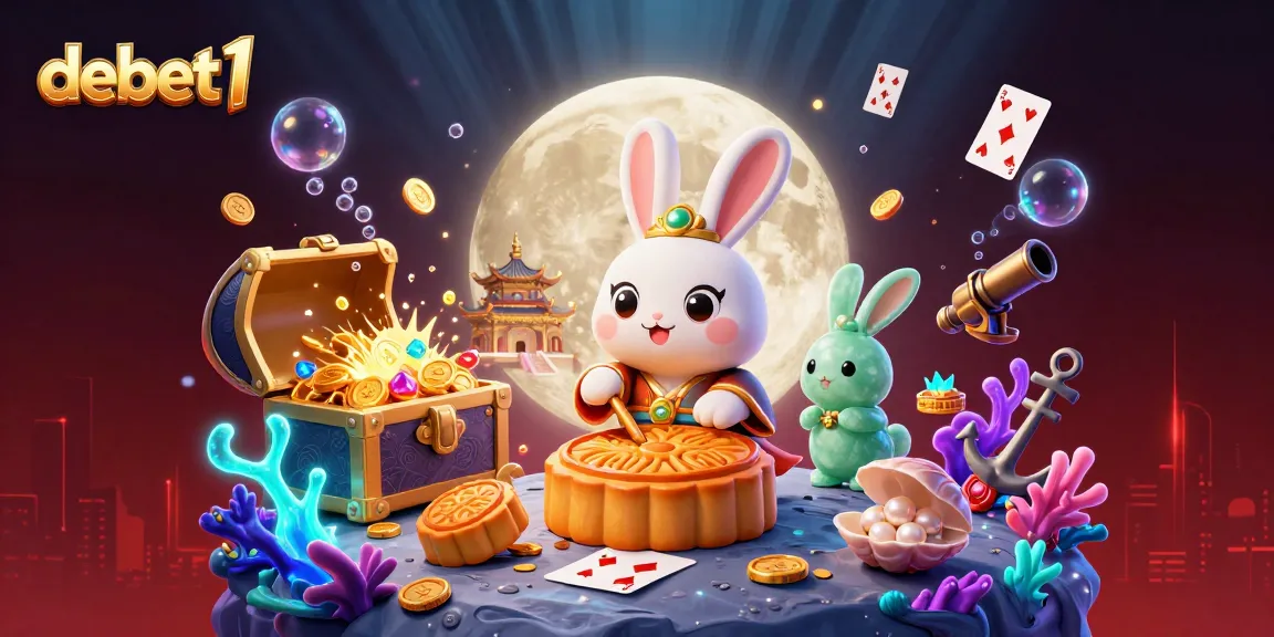 Engage with debet1's immersive moonlit casino adventure featuring vibrant poker elements.