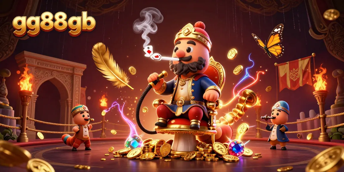 Engage with the exciting world of gg88 gb as vibrant casino elements swirl around a captivating caterpillar character.