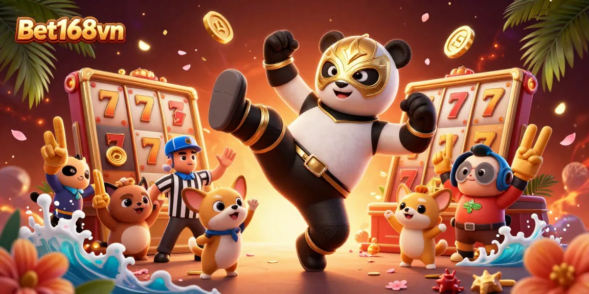 Experience thrilling gameplay at Bet168vn with vibrant characters and dynamic casino elements.