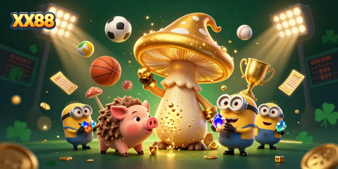 Experience thrilling wins at XX88 with a golden mushroom wizard and treasure-filled scene.