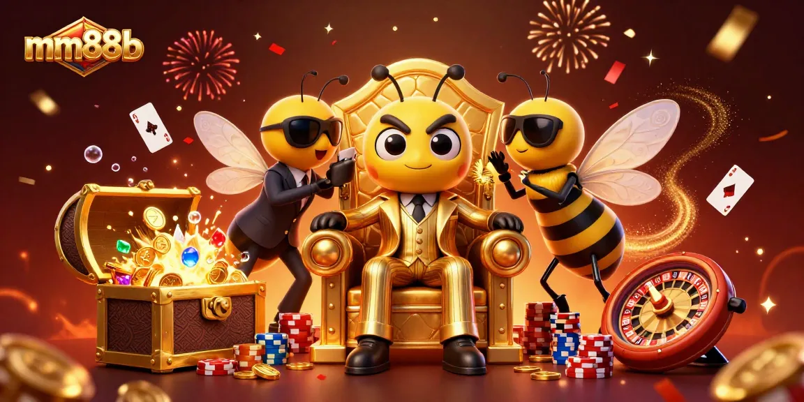 Experience thrilling gaming action with mm88b in this vibrant casino-themed illustration.
