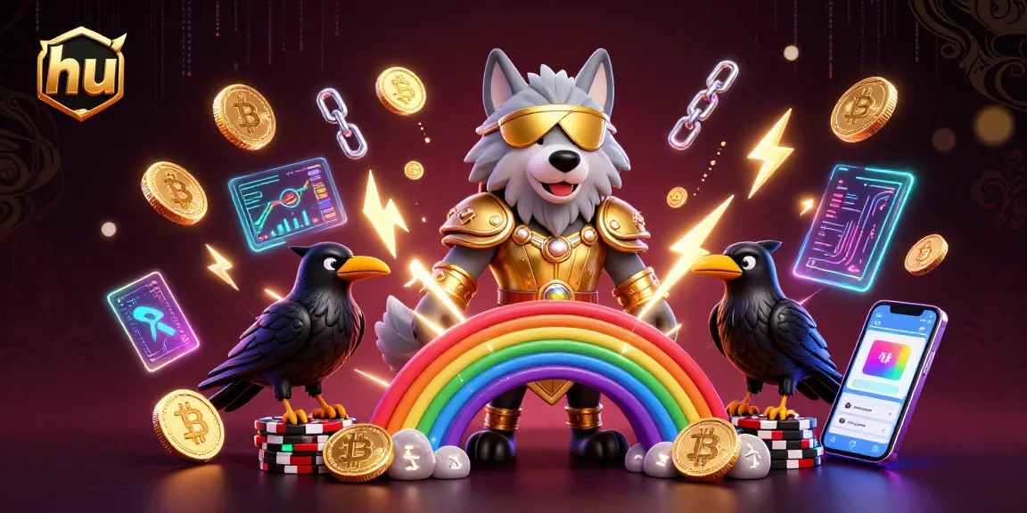 Engage with hu in a vibrant 3D casino world featuring mythical characters and crypto elements.