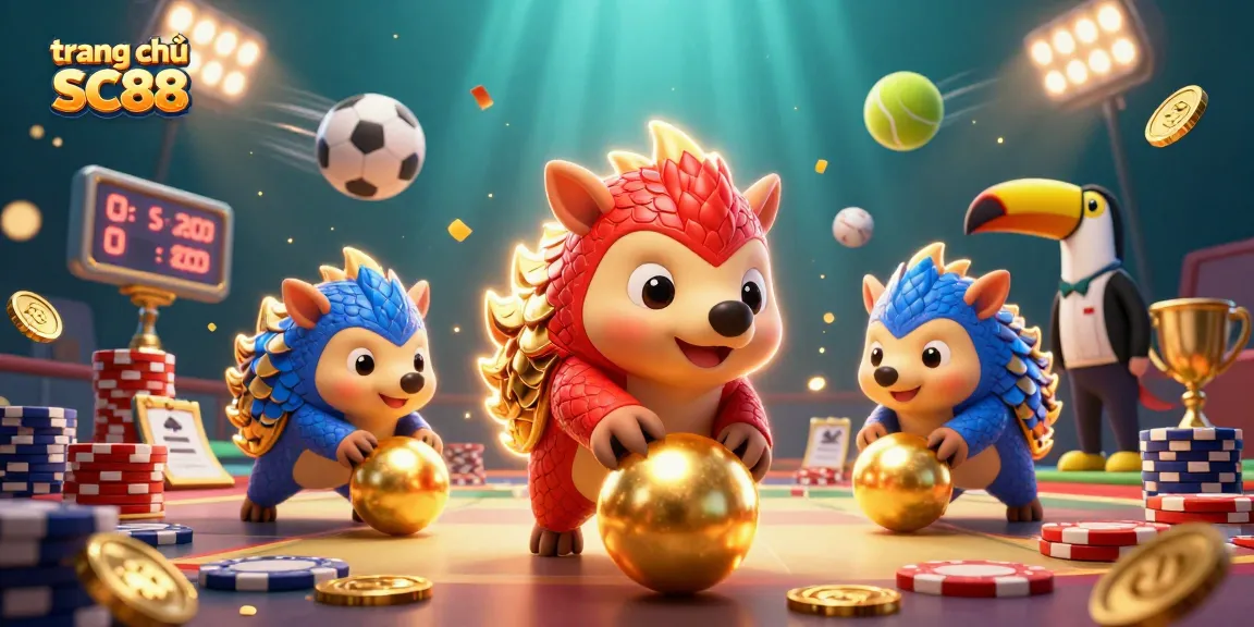 Experience the excitement of trang chủ SC88 with dynamic pangolins bowling through casino chips in 3D.