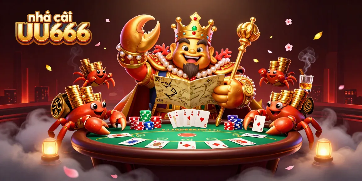 Experience the vibrant atmosphere of nhà cái UU666 with giant crab emperor, golden chips, and poker action
