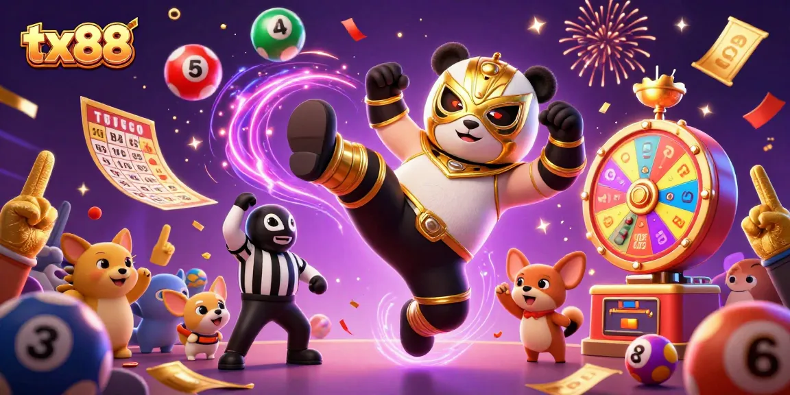 Experience the excitement of tx88 as a panda wrestler kicks into the lottery action!