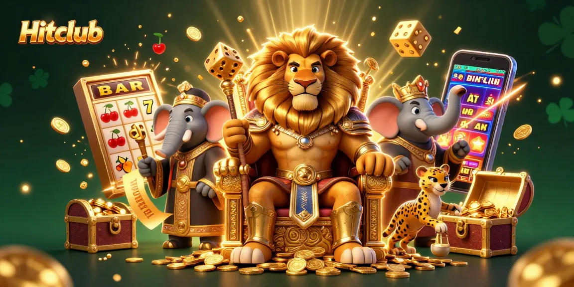 Experience Hitclub's thrilling jackpot with an exciting 3D illustration showcasing vibrant casino action.