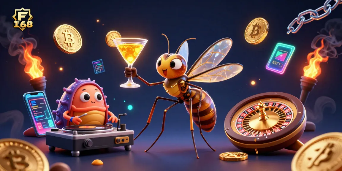 Engage with the dynamic casino world of F 168 featuring a lively mascot and Blockchain elements