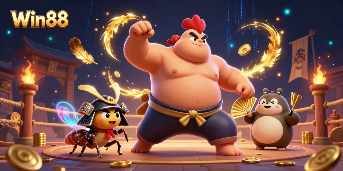 Engage with Win88's thrilling 3D casino action featuring powerful characters in an energetic arena.